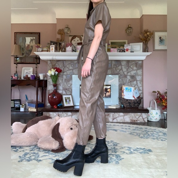 NWOT 7 for All Mankind Vegan Leather Jumpsuit - Picture 15 of 16